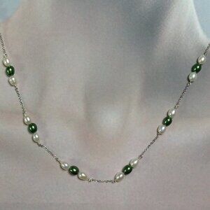 Sterling Silver Freshwater Pearl with Silver links section Necklace